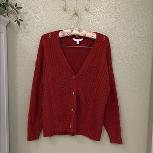 Time and Tru Burnt Orange Button-Up Knit Cardigan